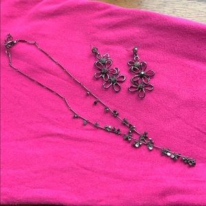 Black & Charcoal Necklace & Earring Set